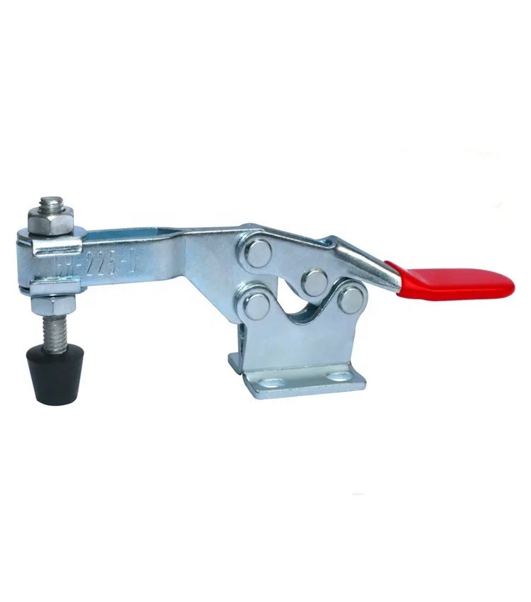 GH-225-D Adjustable Horizontal Toggle Clamp Steel and Metal with Rubber Red Plastic Covered Handle Welding Toggle Clamp