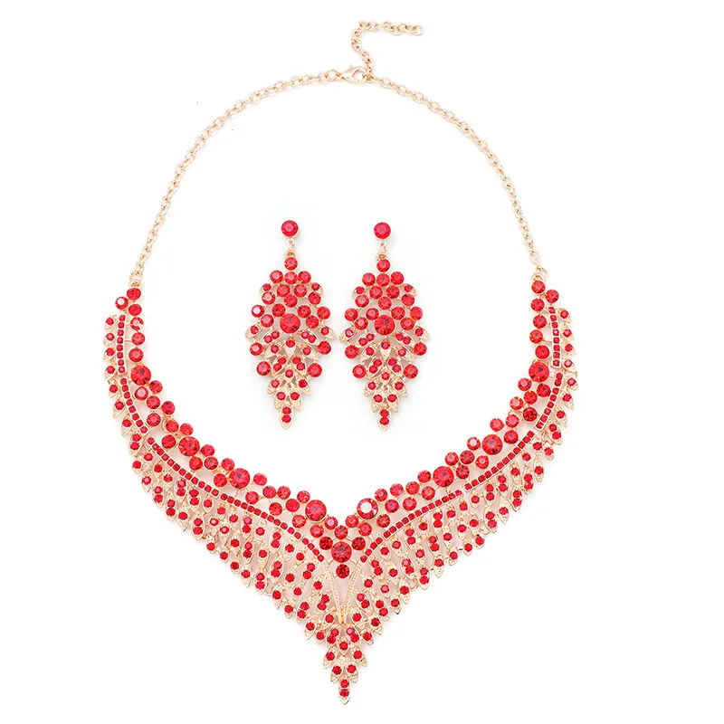 KIKI Luxury Rhinestone Necklace and Earrings Set for Women