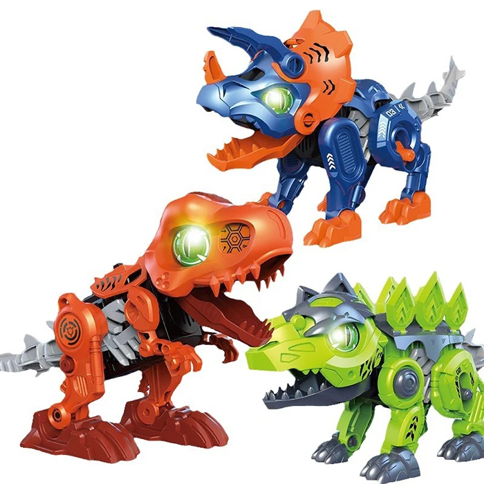 Assembled Dino Robot Toy Electric Simulation Dinosaurs Construction Building STEAM Toy Science Educational Stem Toy for Kids