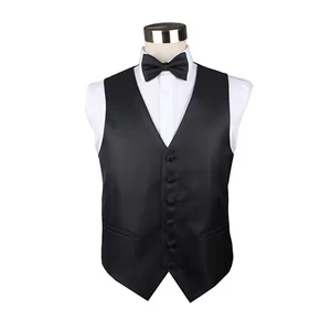 Wholesale High Quality  Hotel Restaurant Waiter Traditional Classic Men Black Waistcoat Vests