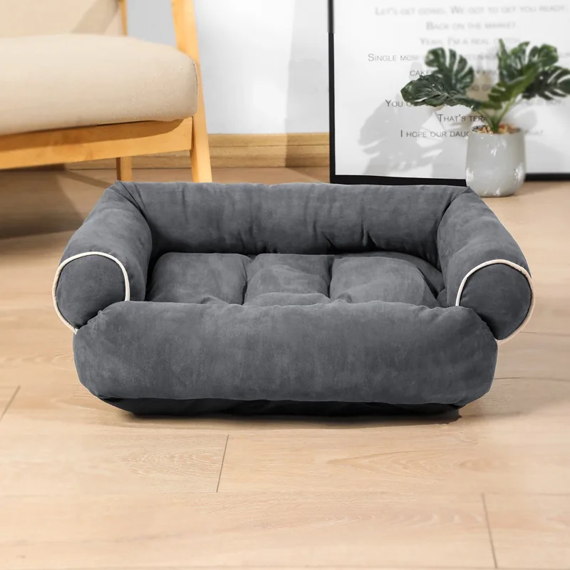 Propesyonal na Pabrika Mataas na Kalidad ng Suede Outer Fabric Anti-Slip Bottom PP Cotton Filling Dog Sofa Bed Luxury para sa Mga Pusa at Aso