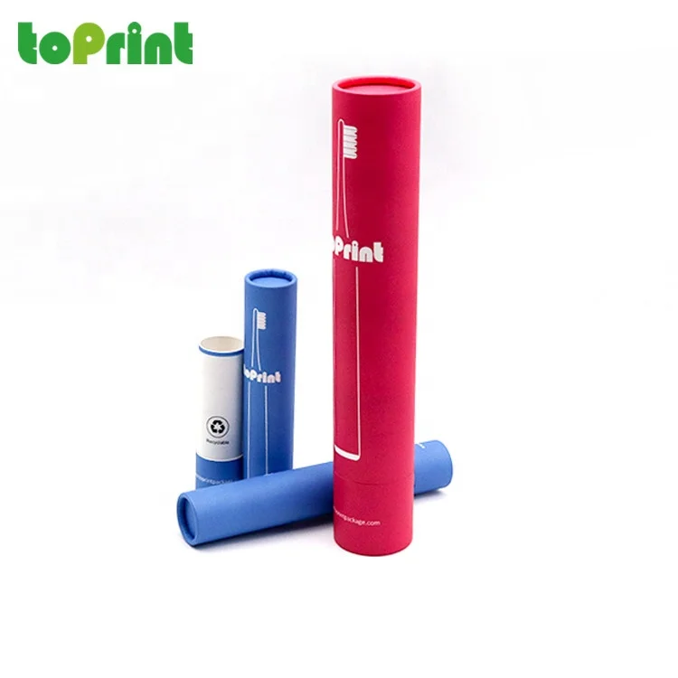 Eco-Friendly Custom Printed Cardboard Cylinder Round Paper Box UV Coating and Embossing for Premium Bamboo Toothbrush Packaging