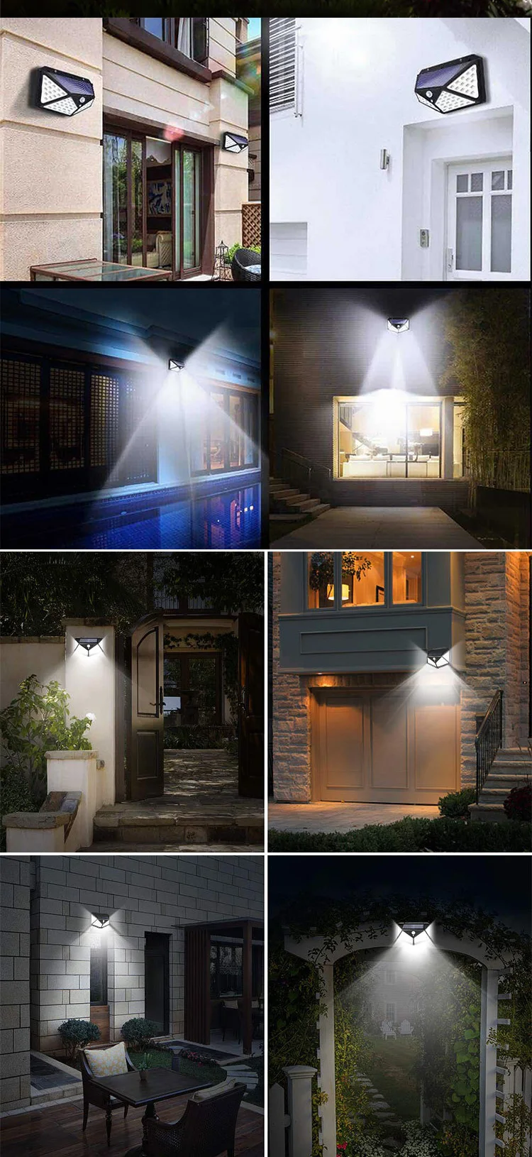 High Quality Cheap Price Outdoor Solar Powered Garden Lamp 100 LED Waterproof Motion Sensor Solar Wall Garden Lights