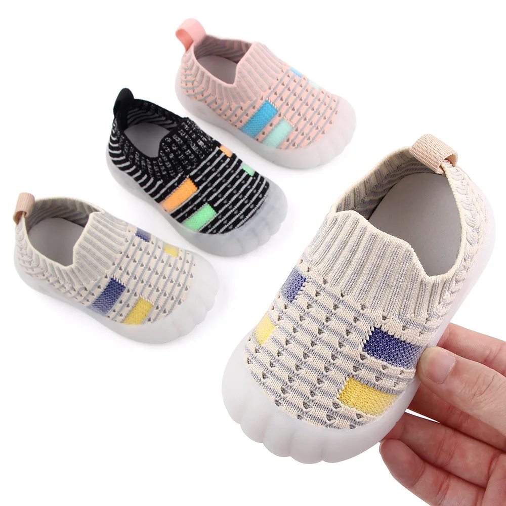 Mesh Breathable Rubber Sole Non-slip Children's Flying Woven Kids Casual Toddler Shoes