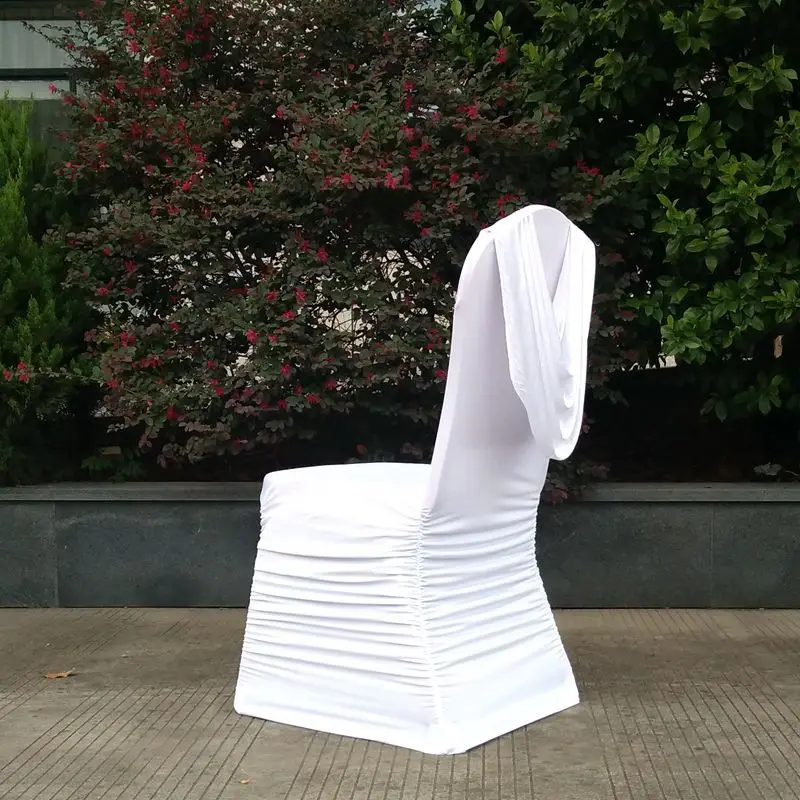 White Spandex Ruched Swag Back Elastic Stretch Wedding Decoration Chair