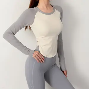 Long Sleeve Workout Shirt Women Cotton Raglan T Shirt Gym Fitness Tees T Shirt Sportswear Tops