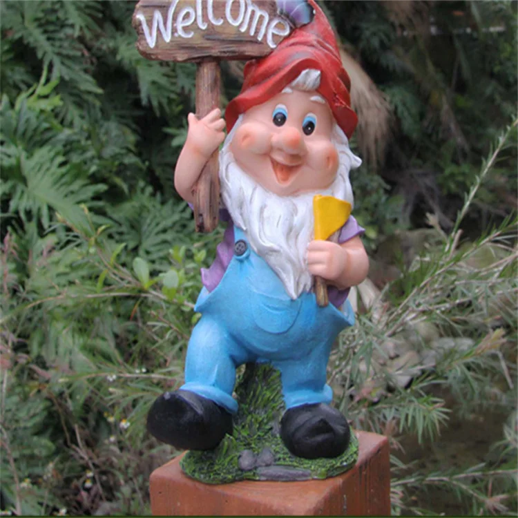 Outdoor Resin Garden Handicraft Decorations Elves Dwarfs Welcome Sign Sculpture Park Courtyard 