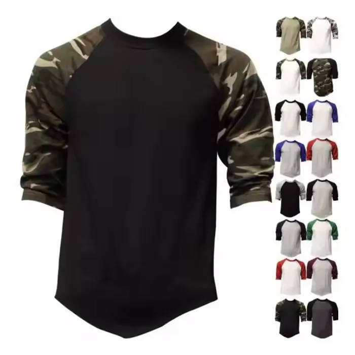 Shop Our 3/4 Raglan Camo Sleeve T Shirts - Wholesale Available