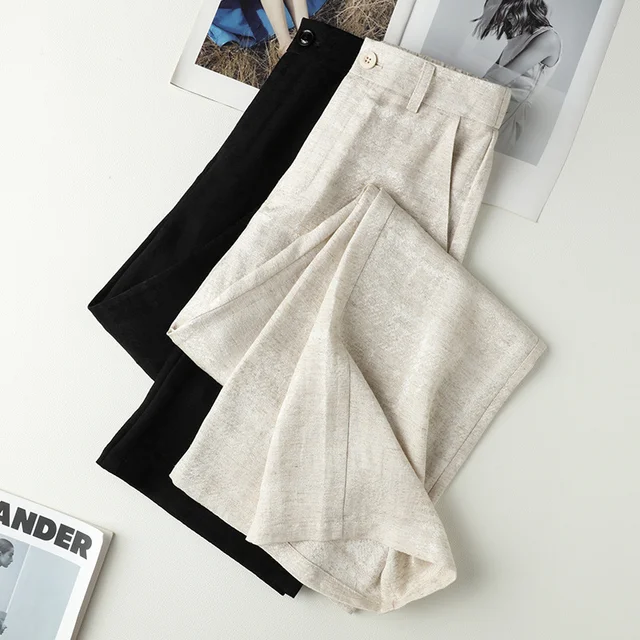 Women's Business Casual Woolen Pants Mid-Waist High Waisted Harem Pencil Overalls Office Lady Work Trousers