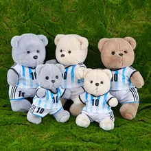 Hot Sale Brown Teddy Bear Toy Messi Shirt Plush Little Bear Doll Birthday Gift Boys Kawaii Bear Pillow Toys for children
