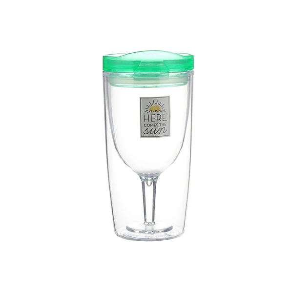 Пластиковый стакан для вина с двойными стенками и крышкой, 10 унций