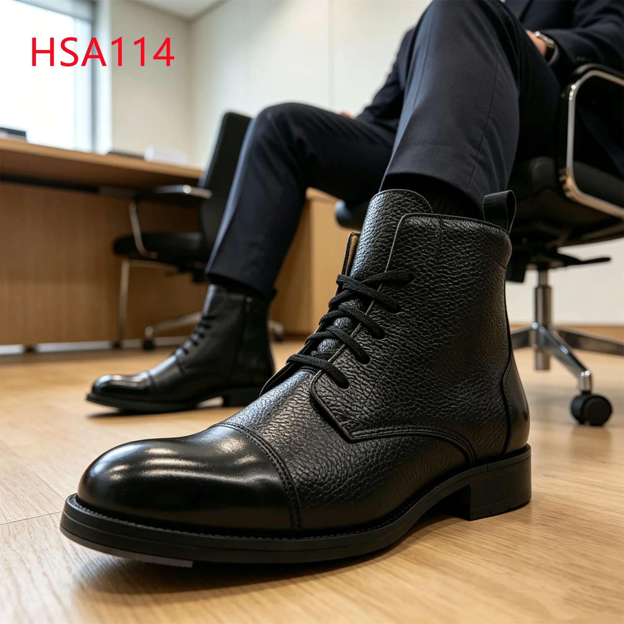 LXG,Middle East Double Joints Design 6'' Hua Singh Men Leather Shoes Wearable Nail Sole Office Shoes with Pull-tab Straps HSA114