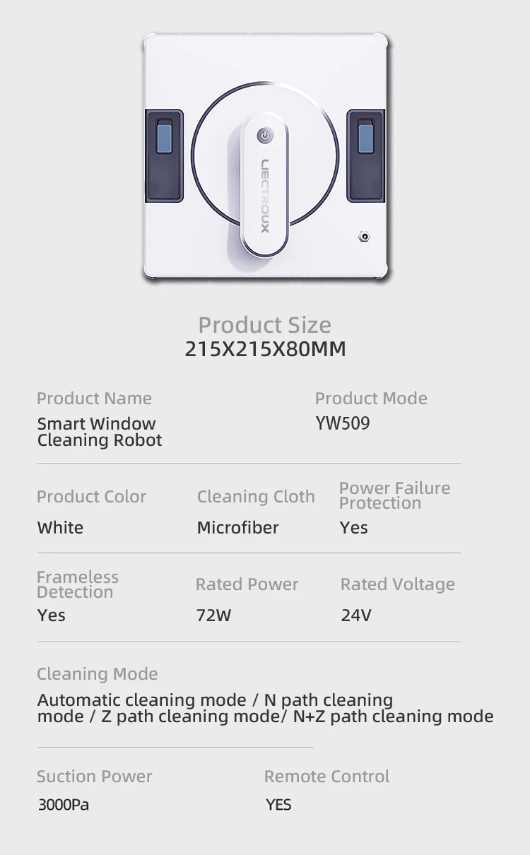 The Latest Upgrade Robot Window Cleaner with 2 Sides Water Tank, Auto Spray Water Robot Window Vacuum Cleaner
