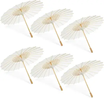 Nicro White Wholesale Japanese Paper Bamboo Crafts for DIY Wedding Decor Handmade Decorative Oil White Wooden Paper Umbrella