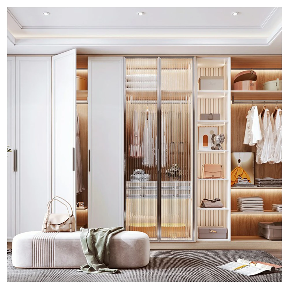 Custom wardrobe with premium luxury striped glass