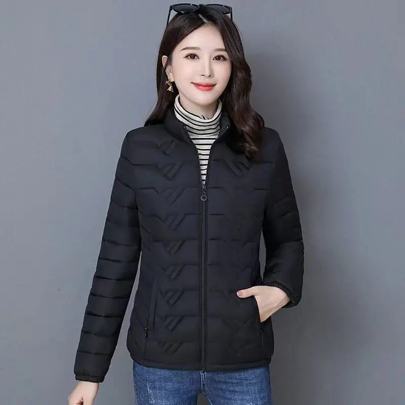 Giacca trapuntata calda da donna invernale imbottita casual da donna 2024, sottile, a maniche lunghe, con collo alto, cerniera, cappotto spesso_voghion.com
