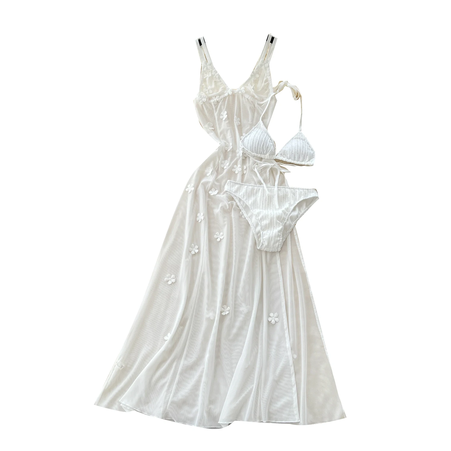 Y2K 3 Piece Set For Women Top And 3D Mesh Dress Set Clothing Wholesale|  Alibaba.com