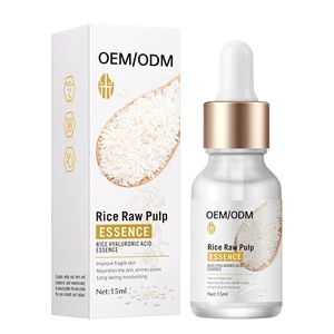Private Label 15ml Rice Skin Care Serum Hyaluronic Acid Vitamin Anti-Wrinkle Whitening for Hydrating Organic Tone Roughness