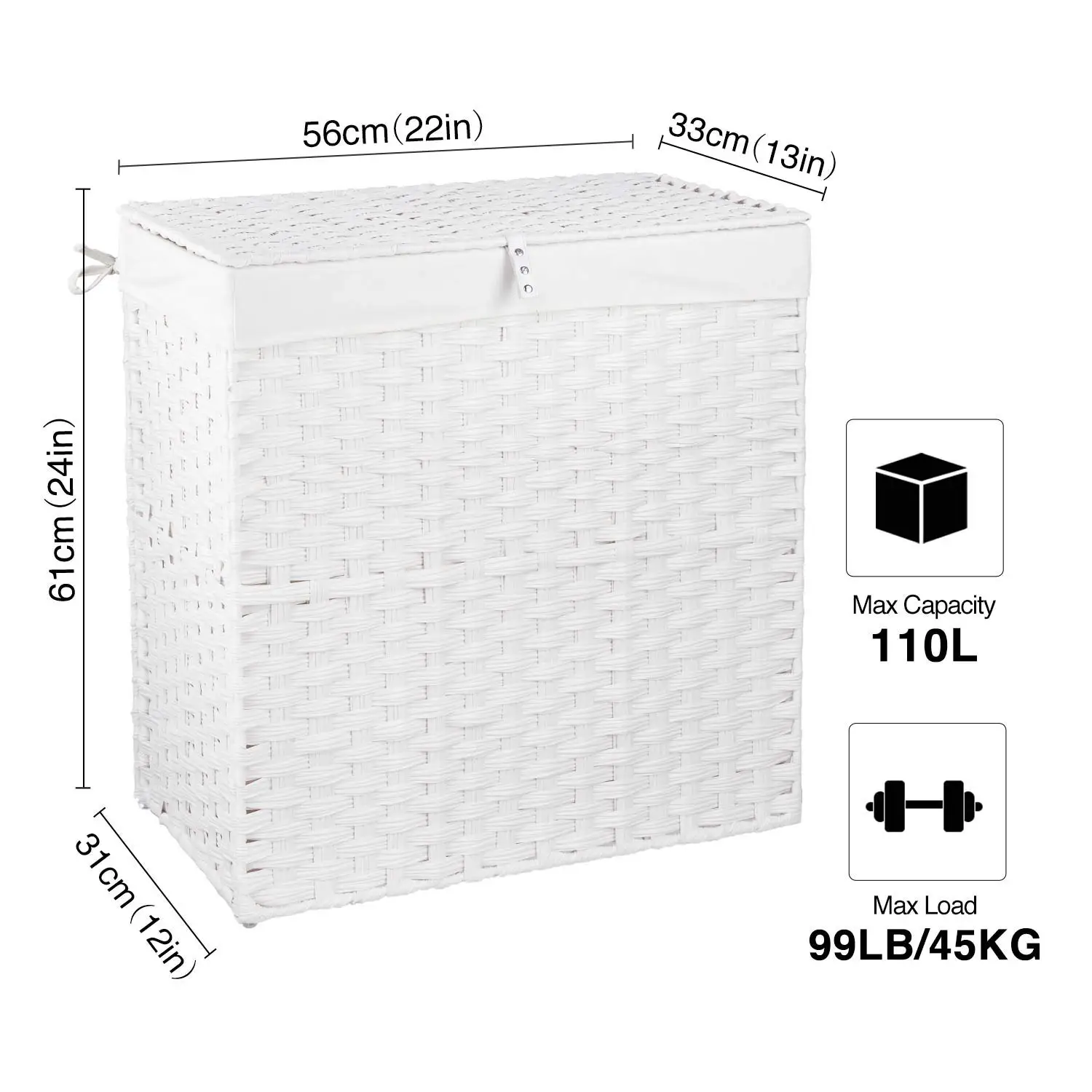 Wholesale Stackable Pp Rattan Laundry Basket With Cover Rectangular