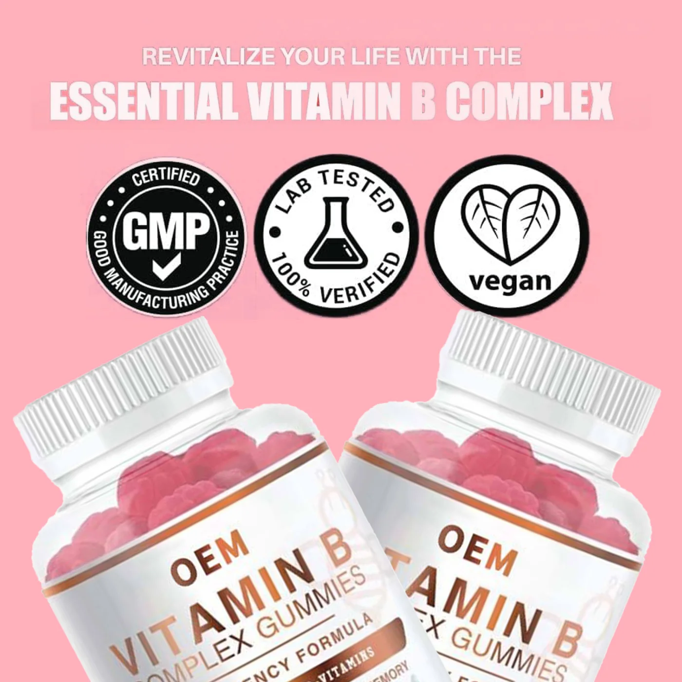 Private Label High Potency Formula Honey Bee Vitamin B Complex Gummies Vit B12 B3 B5 B6 B7 B8 B9 C Gummy Candy