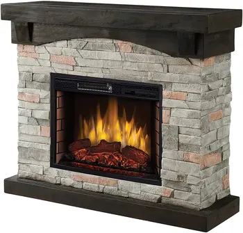 Indoor Grey Faux Stone Mantel 42 Inch Sable Mills 3d Electric Fireplace Heater