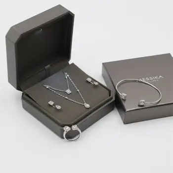 wholesale white packaging earrings necklace jewellery luxury bracelet rings PU leather jewelry box