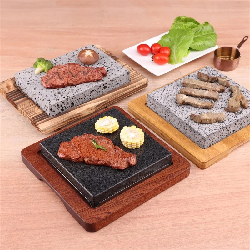Volcanic Stone Cooking Bricks Flat Without Grooves Round lava Outdoor Steak Barbecue Camping Grill