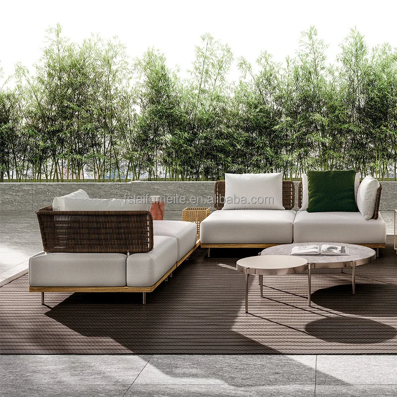 Outdoor Lounge Furniture Fabric Rattan Patio Sofa Set Garden Outdoor