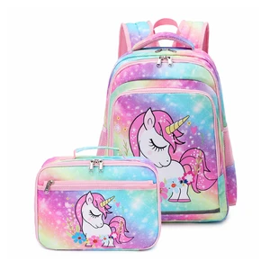 Customizable Unicorn Kids Backpack Set Cute Polyester School Bags for Girls for Daily Use and Back to School