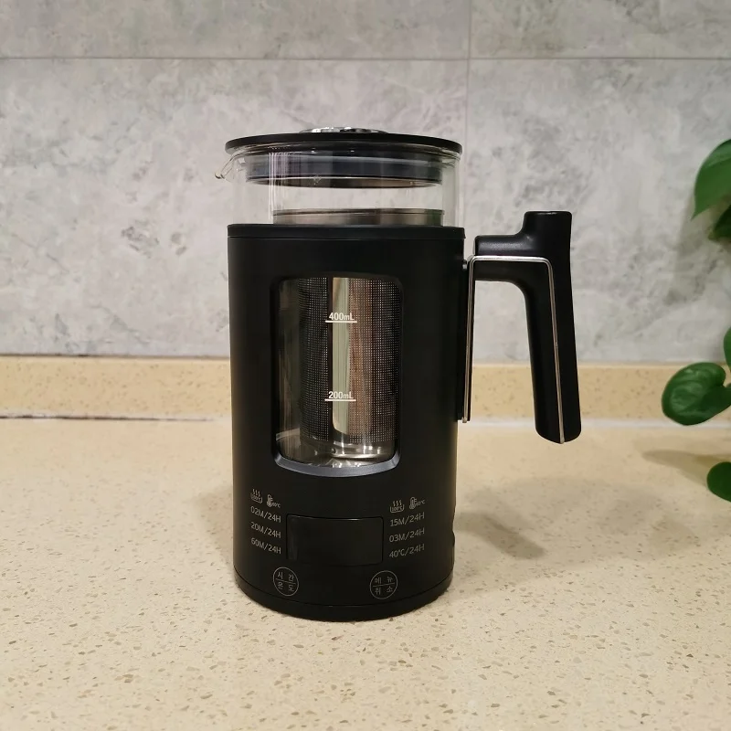 Portable 400ML Visual Water Window Automatic LED Display Double Layer Tea Maker Glass Electric Kettle