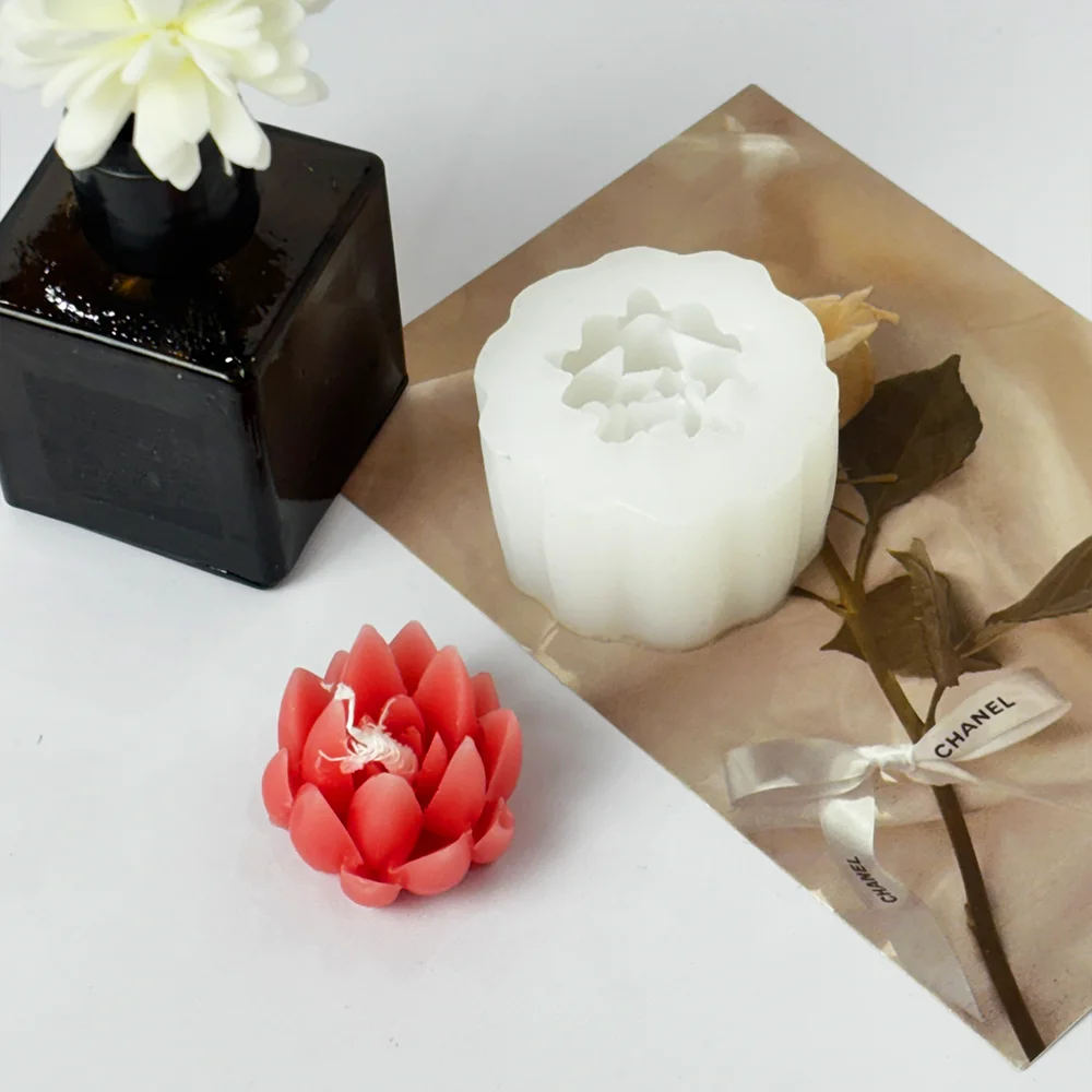 MHC Unique 3d Candles Small Succulent Candle Mold Mould  Lotus Flower Birthday Cactus Candle Silicone Molds