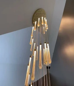 Customized Modern Gold Crystal Chandelier Pendant Light Warm White for High Ceilings Iron for Hotel Application CE Certified