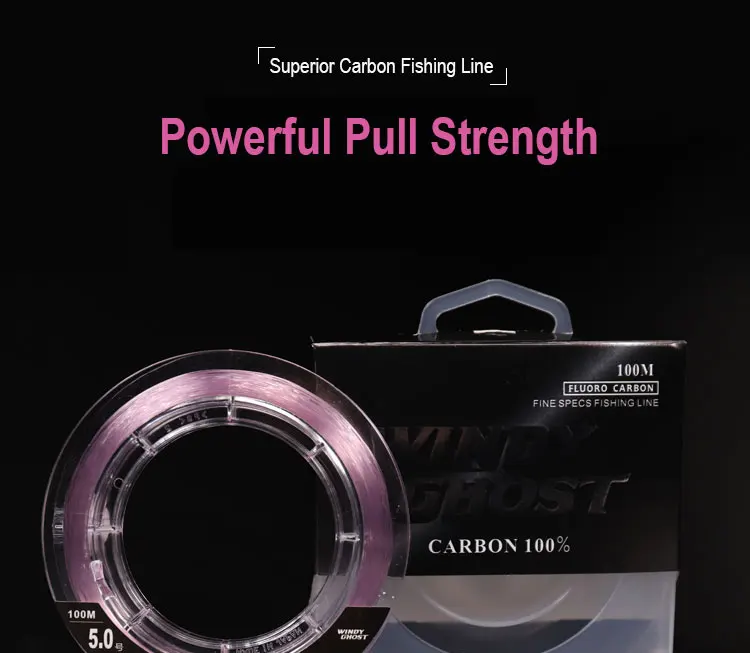 Transparent Pink Real Fluorocarbon Fiber Fishing Line 100 Florocarbon