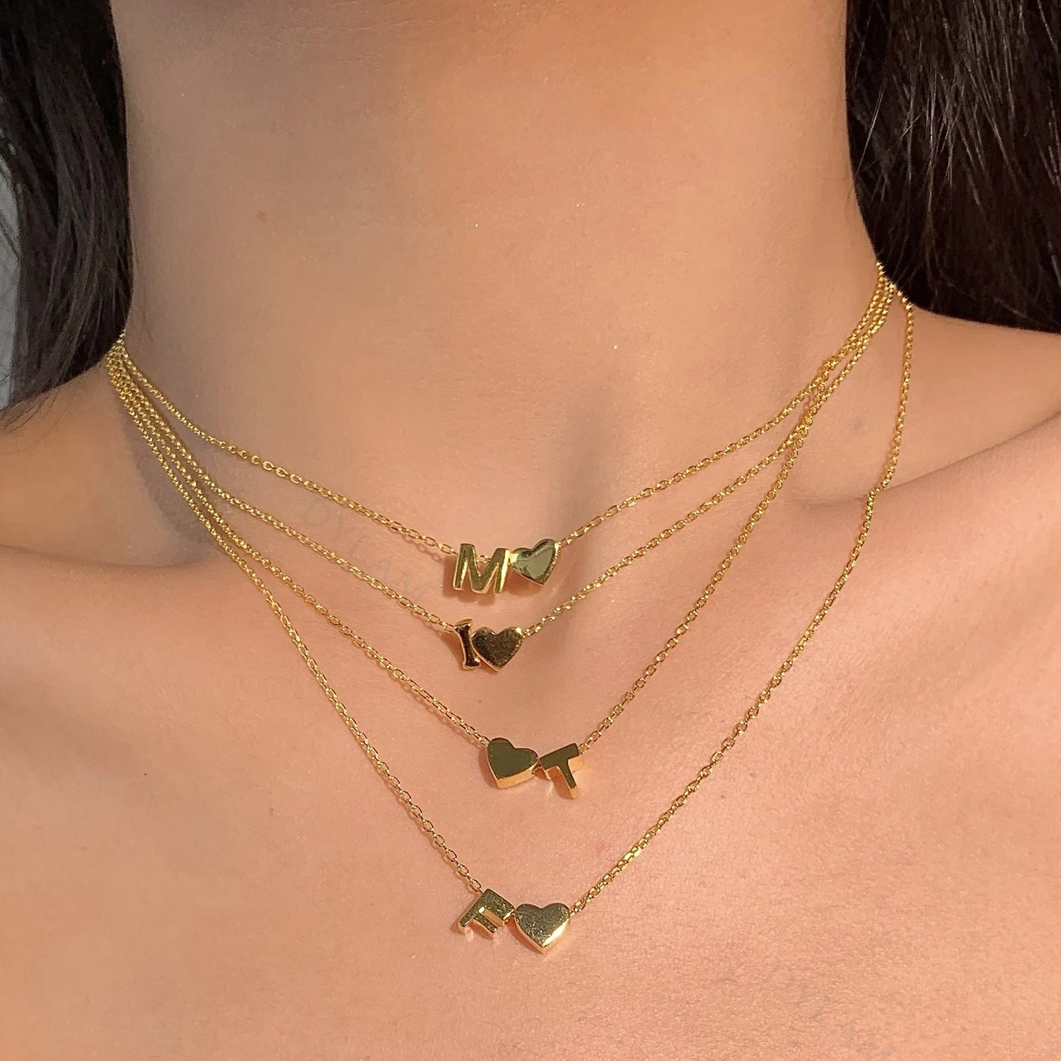 AGVANA Collana con lettera da donna in argento sterling 925