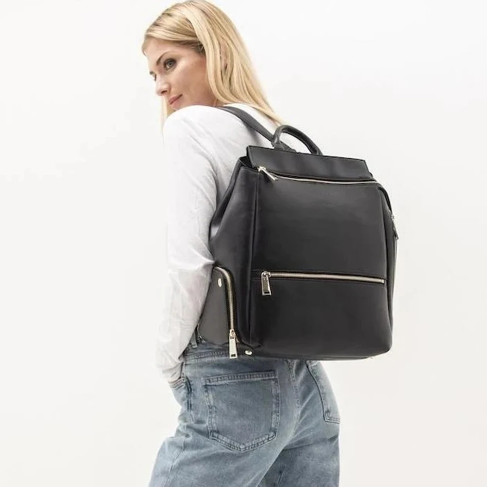 Custom Logo Black Leather Fashion Women 