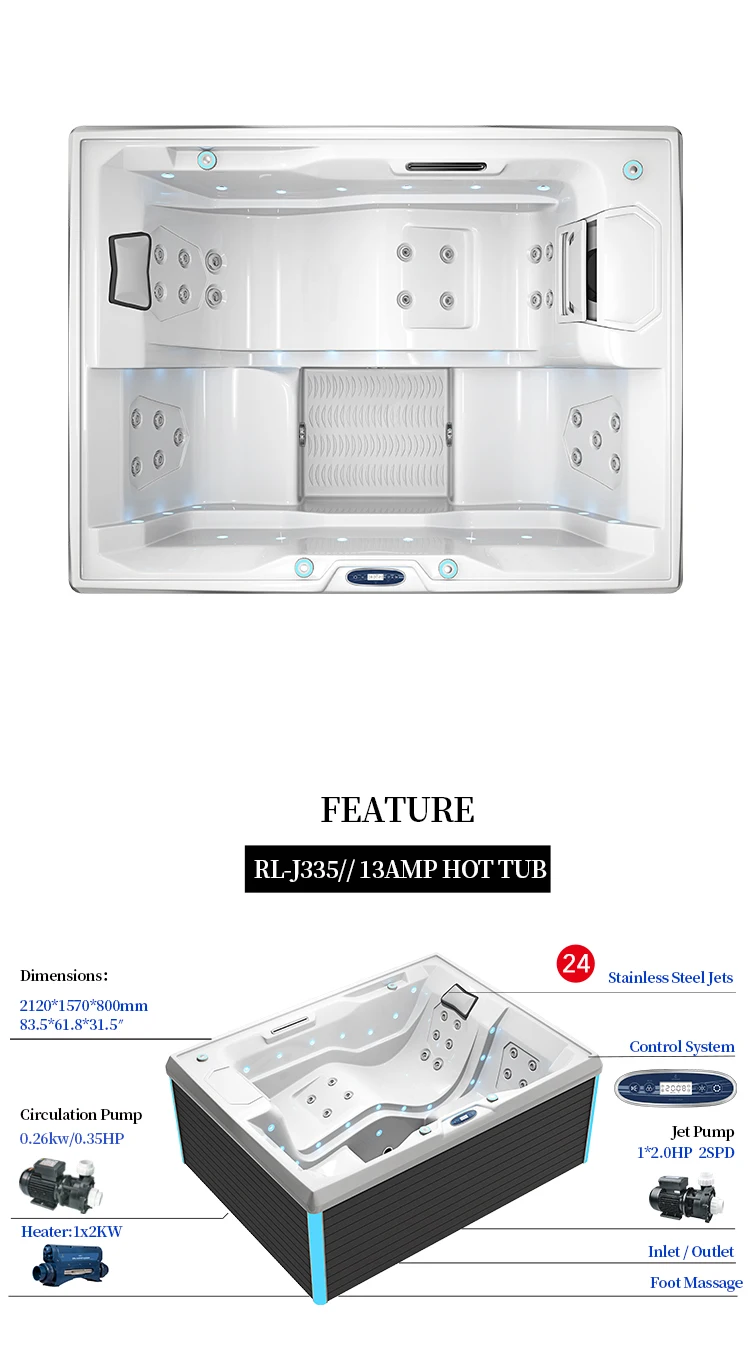 Outdoor Hot Tubs 3 Person Spa Jacuzzis For Sale Cheap Price Luxury