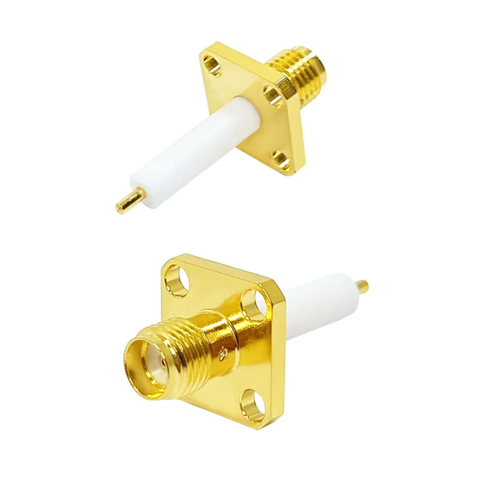 Douille femelle coaxiale RF, connecteur SMA avec bride à 4 trous, isolant prolongé de 15 mm et broche de 3 mm