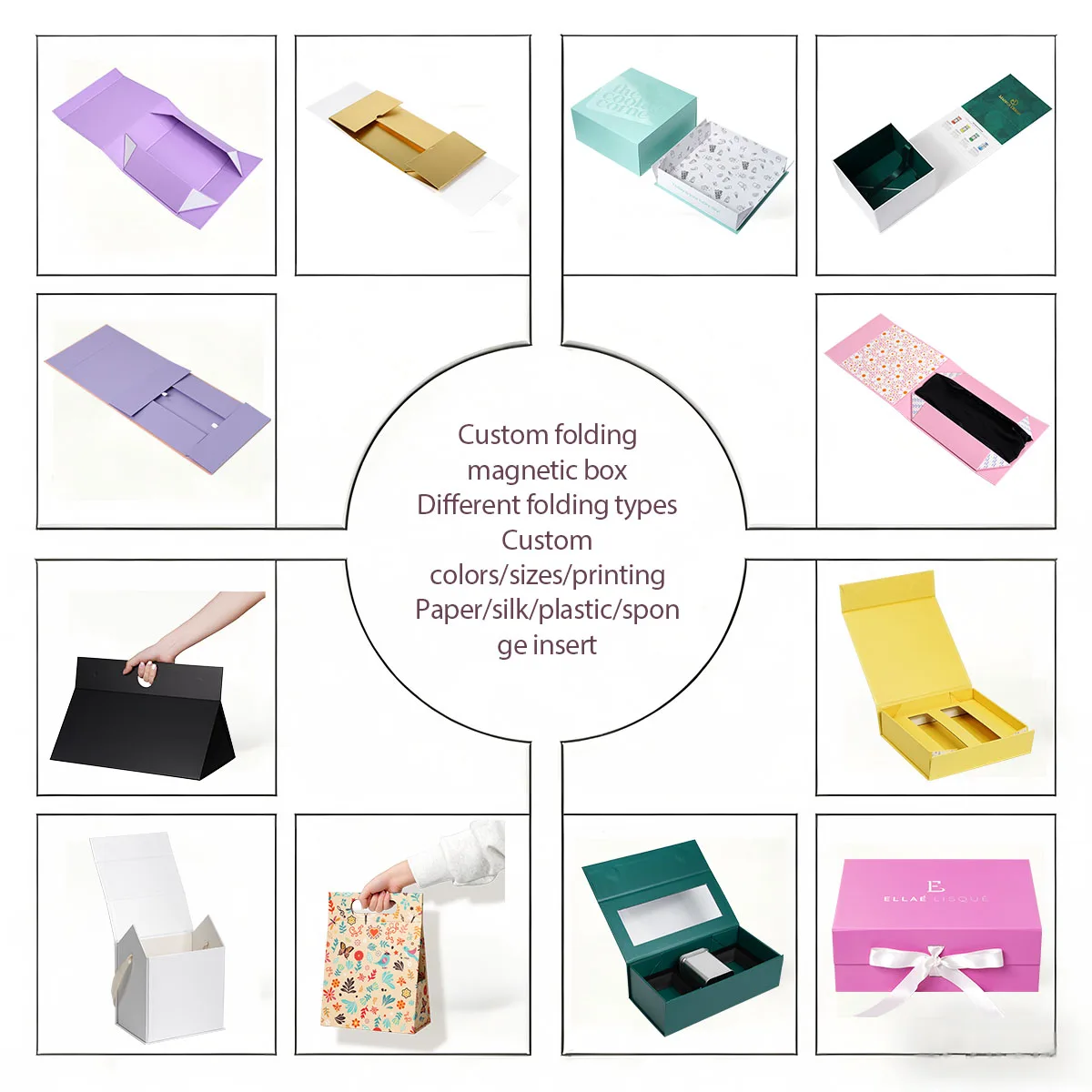 Custom Folding Magnetic Packaging Box Gift Box with UV Printing Logo Hot Foil Stamp Embossing and Matt Lamination