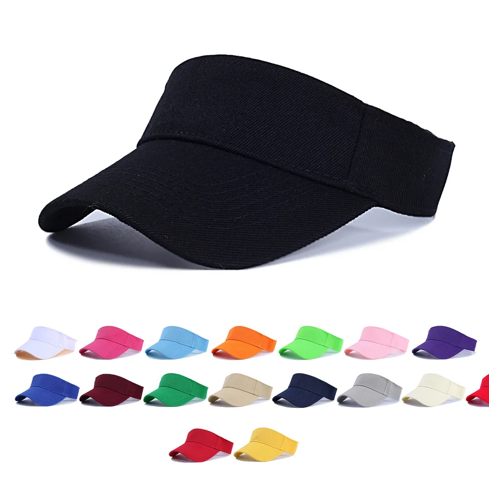 Wholesale Premium Quality Multi-colored Washed Cotton Advertising Sun Protection No Top Peaked Visor Caps With Logo