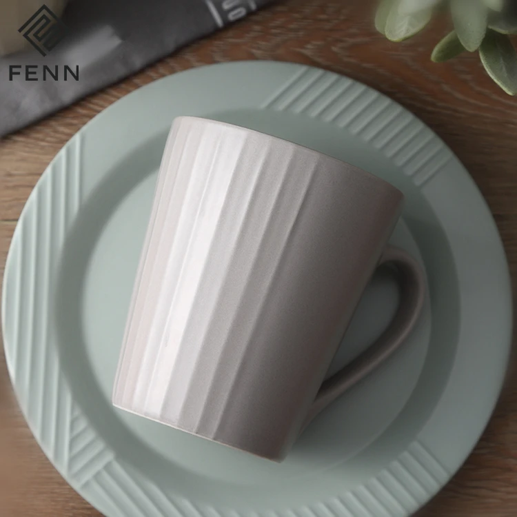 Nordic Style Matte Tea Cup Reusable Striped Porcelain Cup Multi-colored Ceramic Coffee Mug for Restaurant