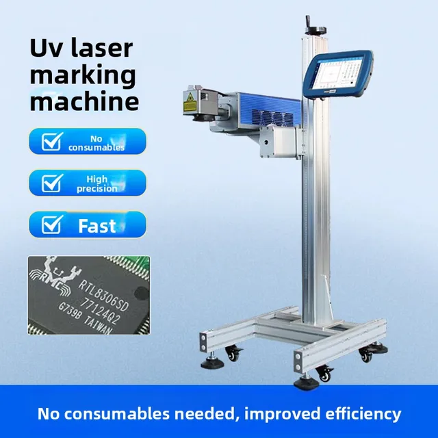Flying Laser Marking Machine for Glass/Plastic/Metal/Stainless Steel Packaging Bags; Fully Automatic Inline Labeling System; UV 3