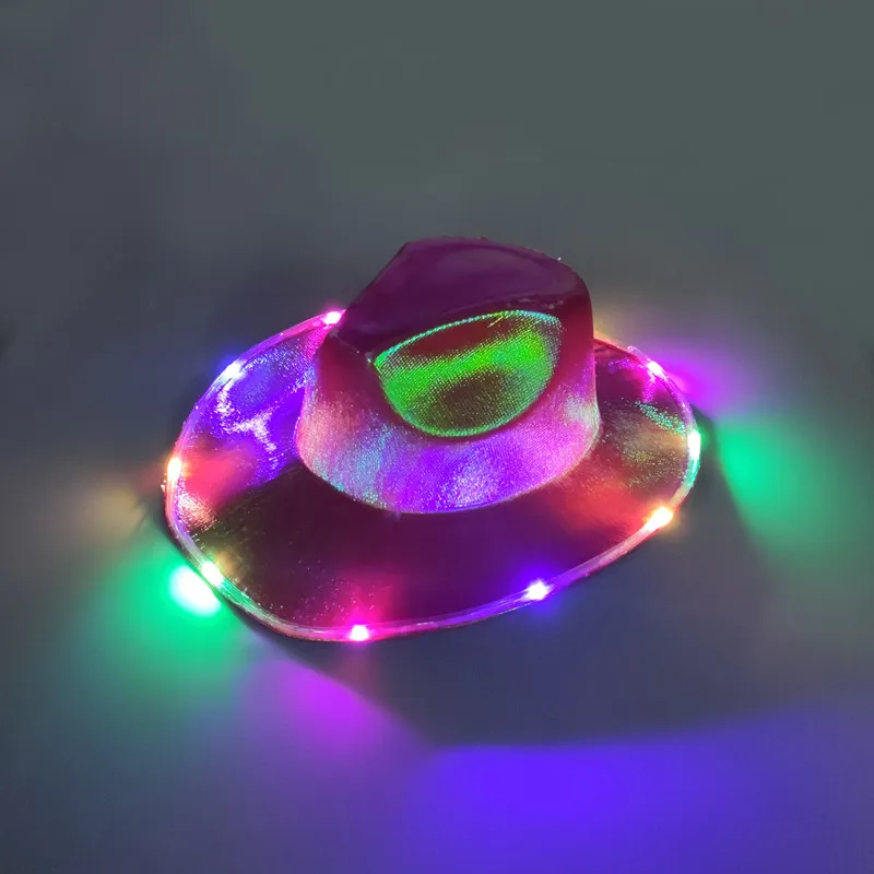 Purple Blue Iridescent Light Up Cowgirl Hat Led Cowboy Hat Wedding