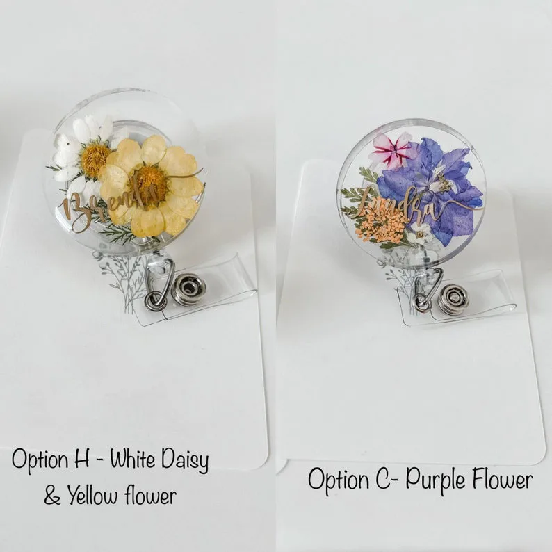 Retractable Badge Reel. Cute, Floral Badge Reel. School ID, Work ID, C – Nolie Co