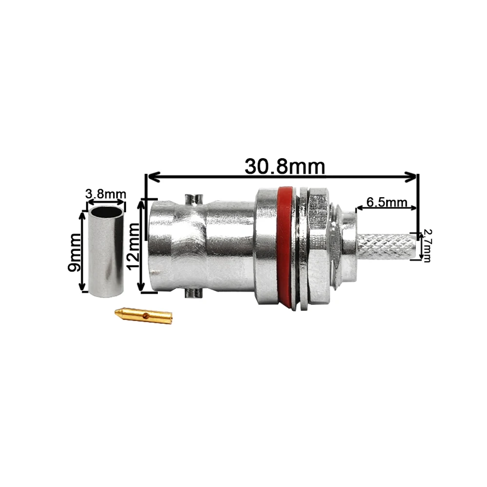 Factory Supply RF Coaxial Cable BNC Female Jack Bulkhead  Rf Connector for RG179 Cable