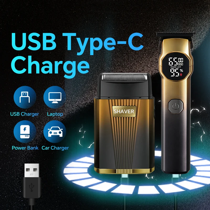 Two-in-One Popular Electric Shaver Hair Clipper for Men's Grooming Reciprocating Set Cross-Border New USB for Household RV Hotel details