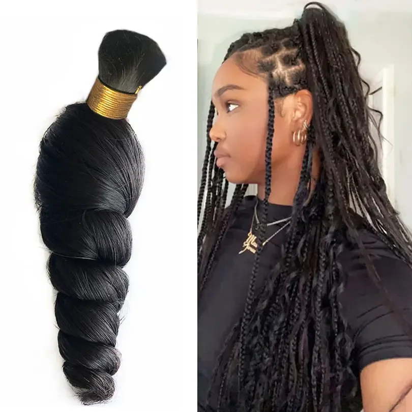 Bulk Human Hair For Braid Wet And Wavy Malaysian Remy Hair Bulks Extensions Bundle For Braiding Natural Color_voghion.com