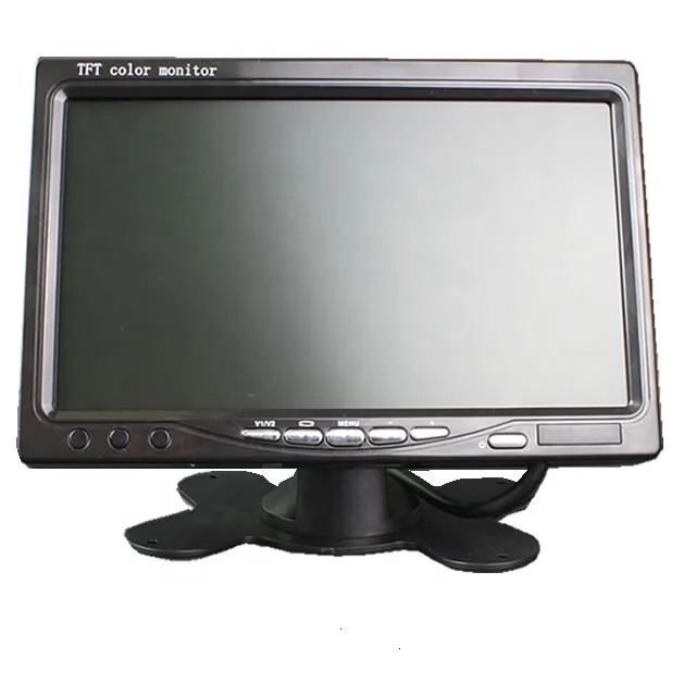 With Remote Control and Stand 7 Inch TFT LCD Color Monitor 1 Video Audio Input 1024X600 Car Rear View Monitor VCR DVD TV Monitor