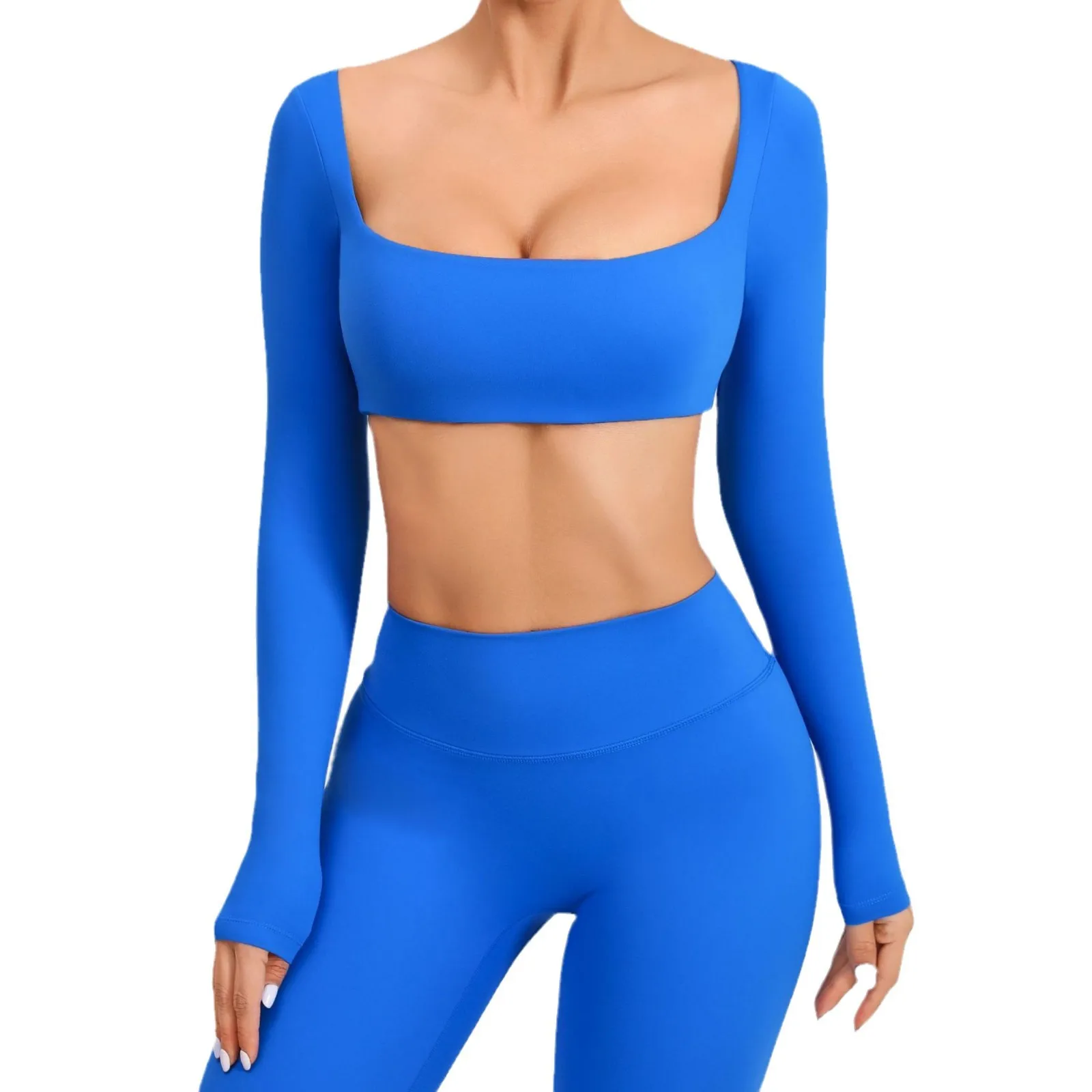 Lightweight Breathable Long-Sleeve Yoga Top Quick-Drying Tie-Front Padded Outdoor Runnin preview