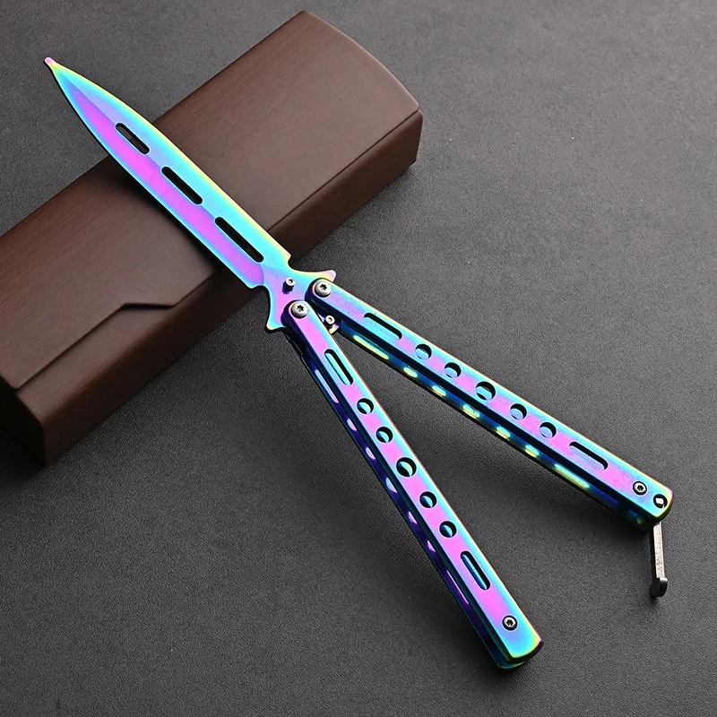 Wholesale Stock 3D Printed Unsharpened Blade Butterfly Knife Metal Exercise Knife Stainless Steel Dull Blade Training Knife