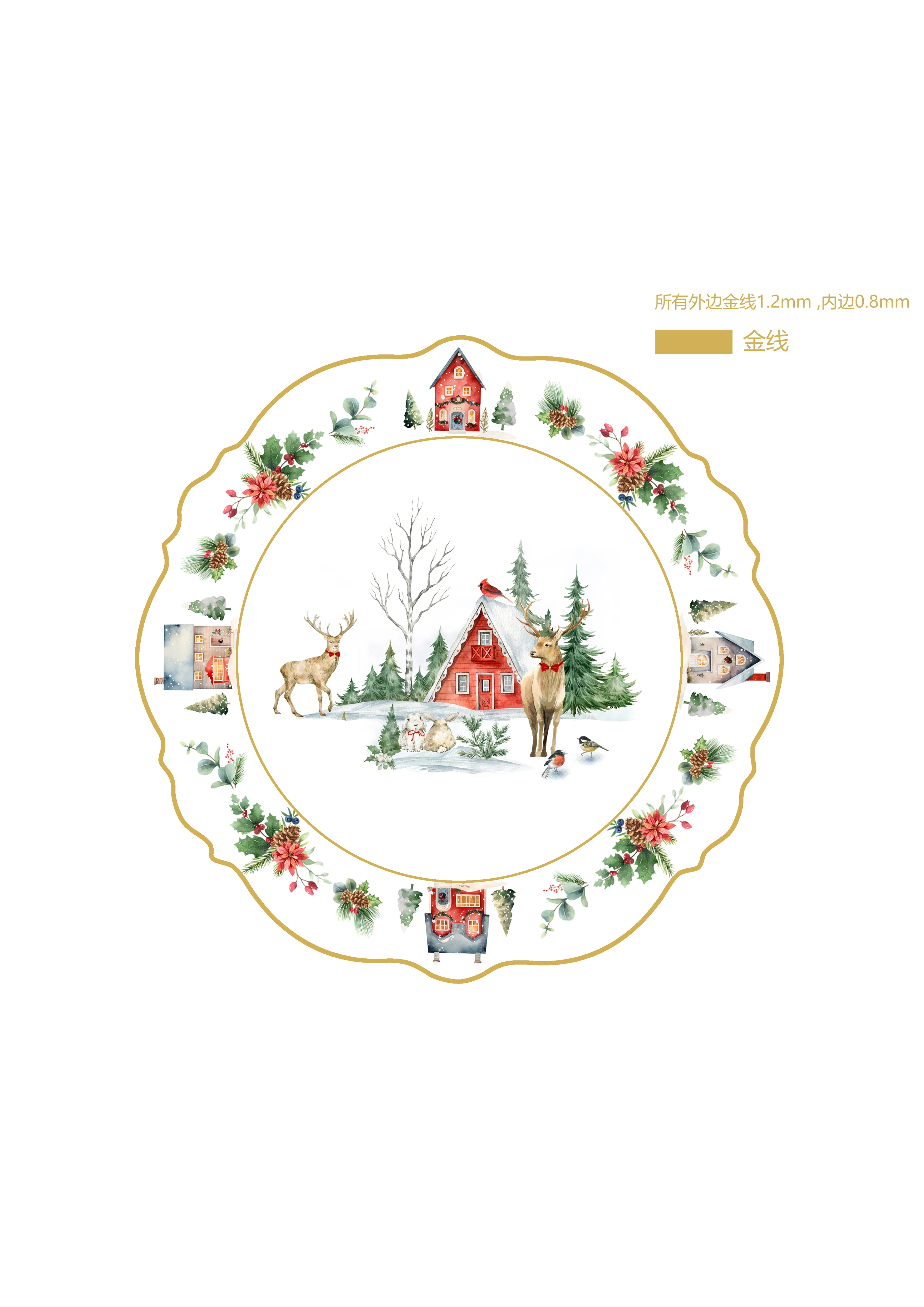 Royal Mixed Christmas Patterns or Customizable Deigns Porcelain New Bone China 7.5'' Side Plate 10.5'' Dinner Plates factory